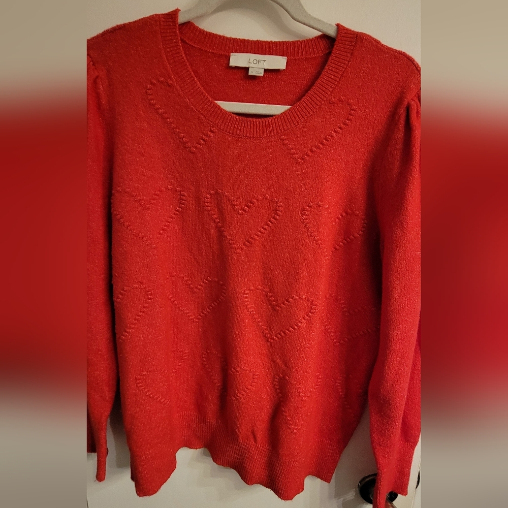 Loft Embossed Heart ❤️ Sweater